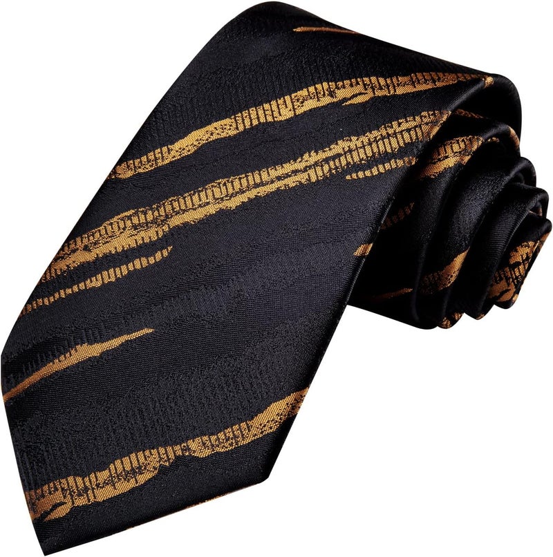 Dubulle Mens Tie Set Solid Paisley Silk Striped Necktie for Men with Cufflinks Tie and Pocket Square - Image 4
